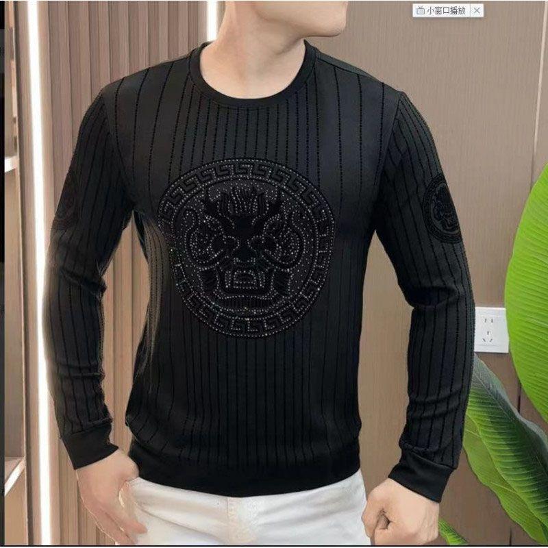Men's new long sleeved fashionable trend slim fit round neck sweatshirt