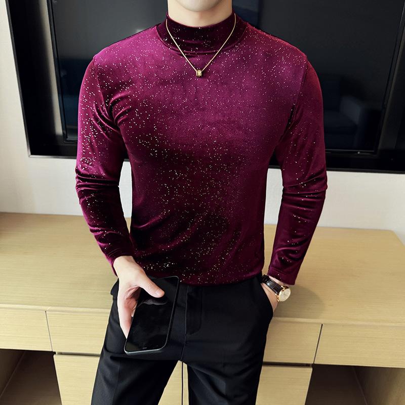 Men's new fashionable semi high neck knitted sweater