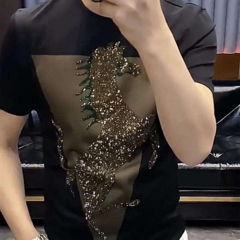 🔥Limited Time Offer 49% OFF🔥Men's Summer New Ice Silk Hot Diamond Short Sleeve