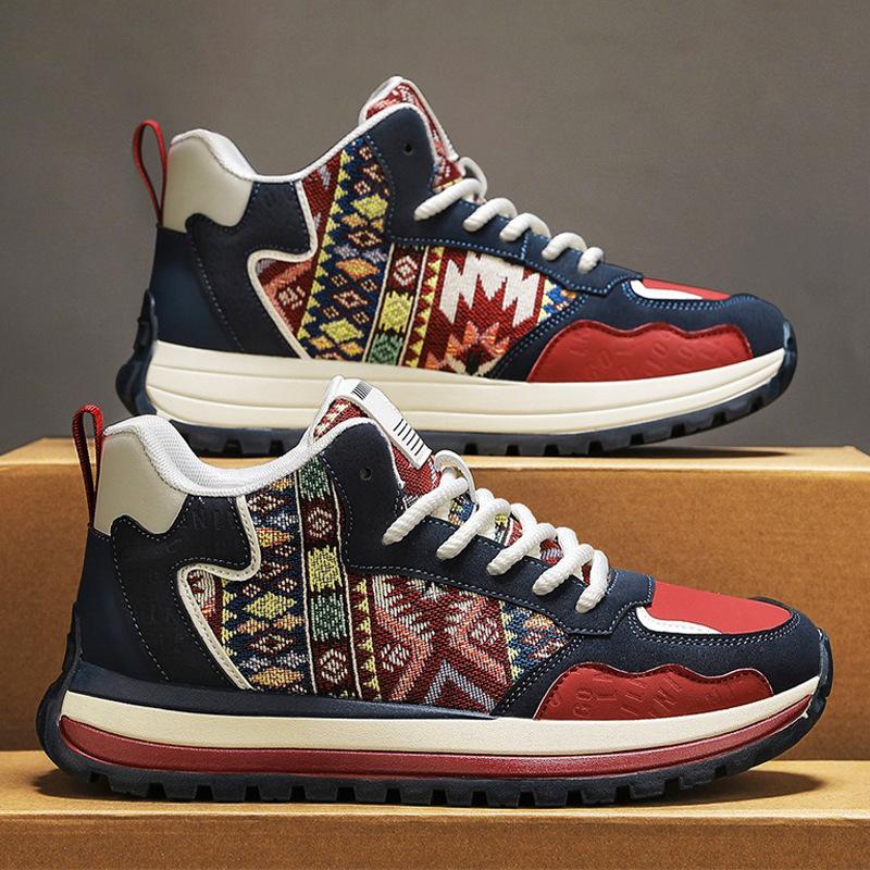 Men's new comfortable fabric high rise thick sole versatile casual shoes