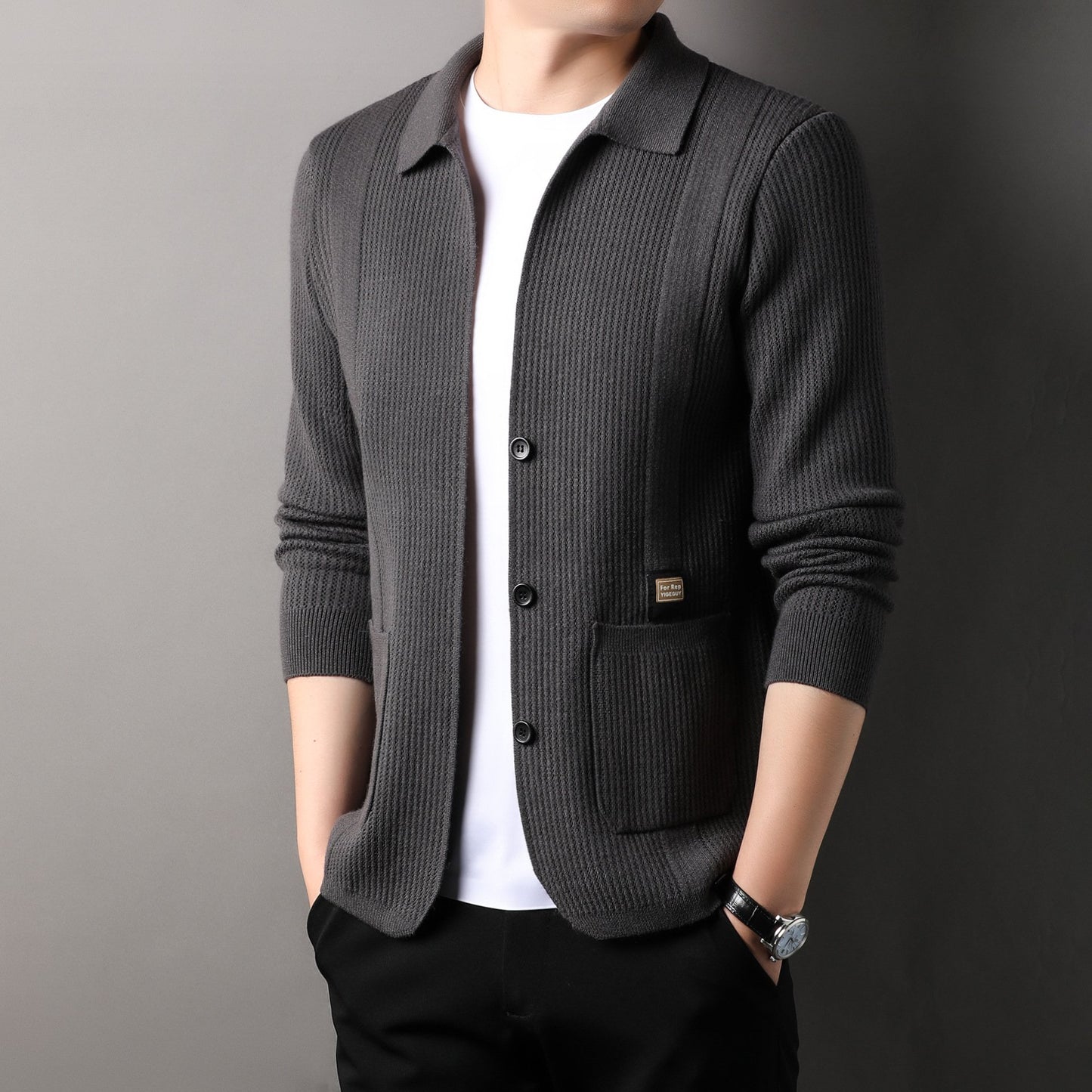 Men's new trendy casual solid color minimalist jacket