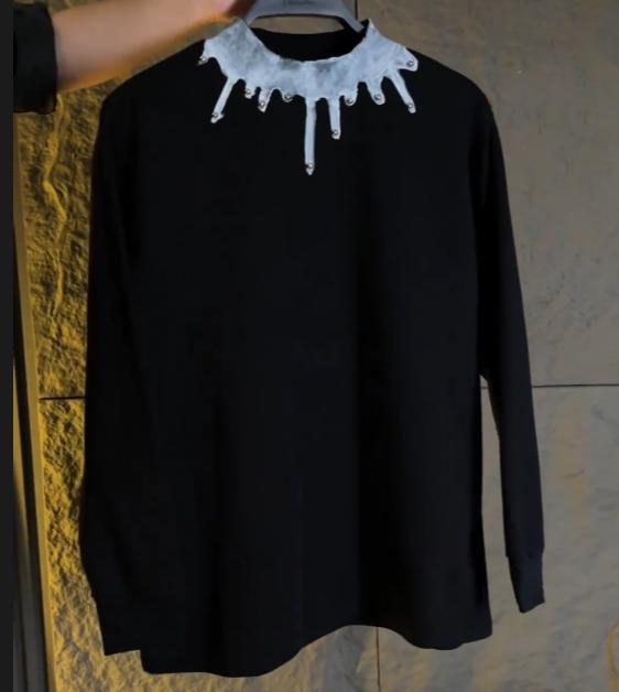 Men's New Color High Knitted Loose Long Sleeved Shirt