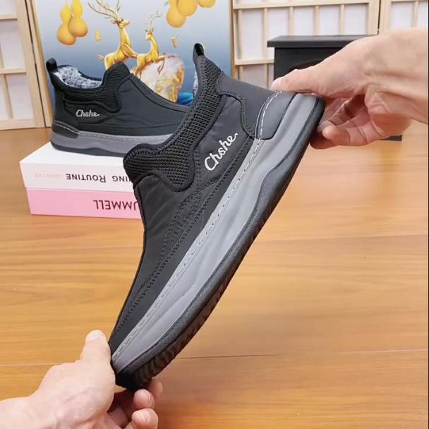 Men's New Leather Waterproof Thickened Wool Cotton Boots