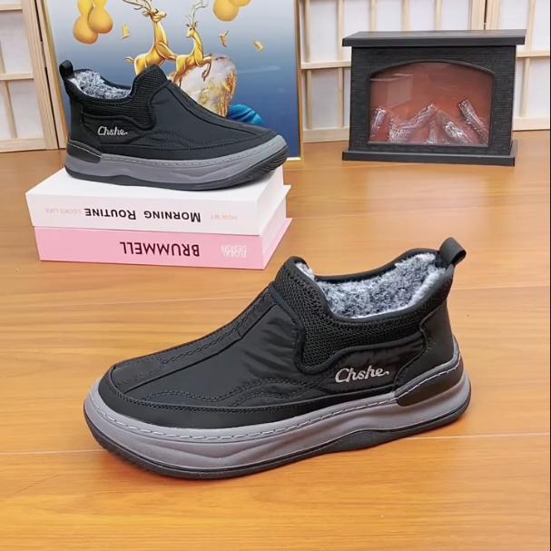 Men's New Leather Waterproof Thickened Wool Cotton Boots