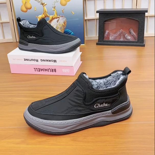 Men's New Leather Waterproof Thickened Wool Cotton Boots