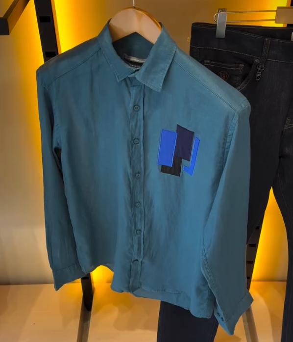 Men's New Chest Checkered Patchwork Shirt