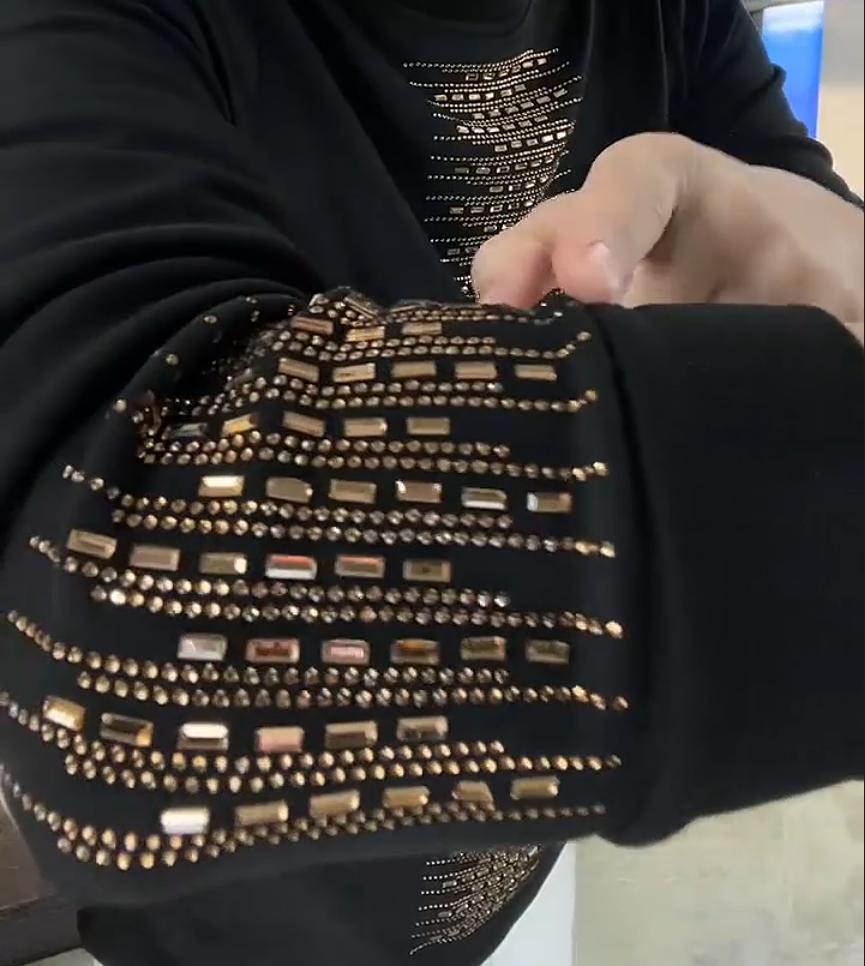 Men's New German Velvet Long Sleeved Rhinestone T-shirt