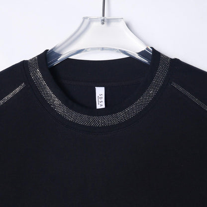 Men's Fashion Personalized Hot Diamond Line Short Sleeve