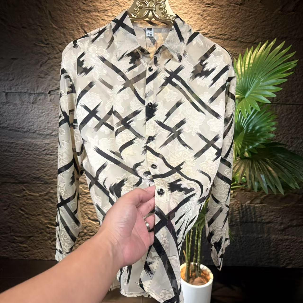 Men's New Button Jacquard Loose Shirt