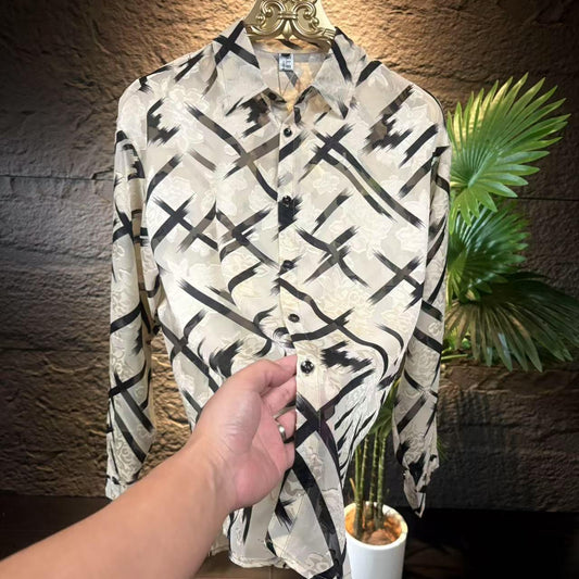 Men's New Button Jacquard Loose Shirt