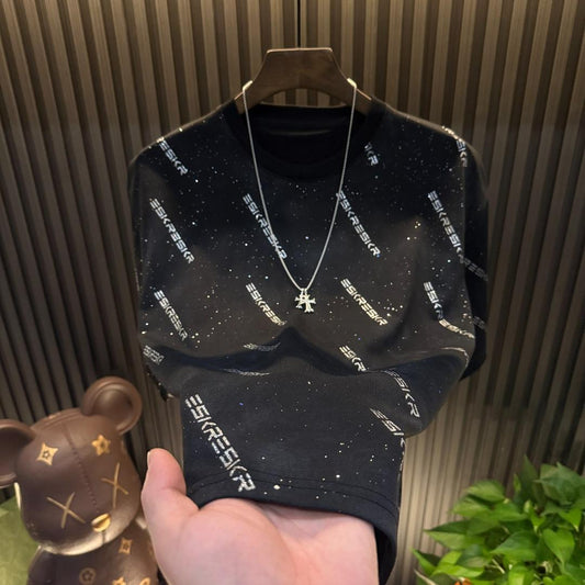 Men's High-quality Star Studded Light Luxury Short Sleeved Shirt