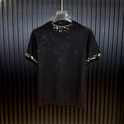 Starry Sky Flower Cuff Short Sleeve