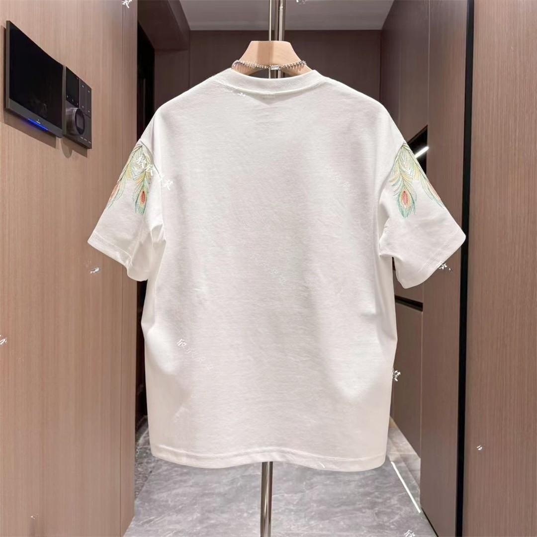 Men's New Peacock Feather Embroidered Casual Short Sleeved Shirt