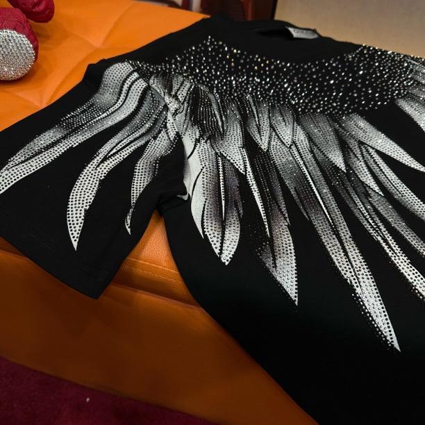Men's Wing Print Hot Diamond Light Luxury Short Sleeved Shirt