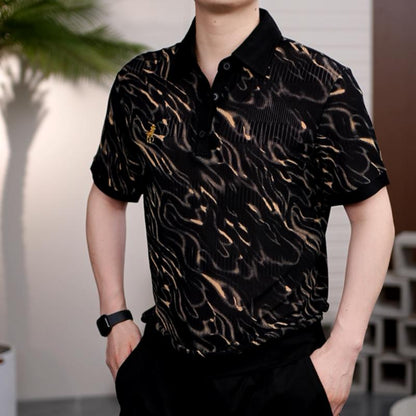 Men's New Casual Collar Button Pattern High-quality Short Sleeved Shirt