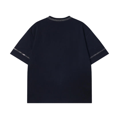 Men's Fashion Personalized Hot Diamond Line Short Sleeve