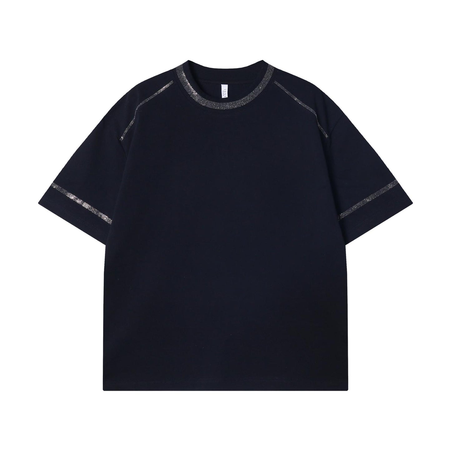 Men's Fashion Personalized Hot Diamond Line Short Sleeve