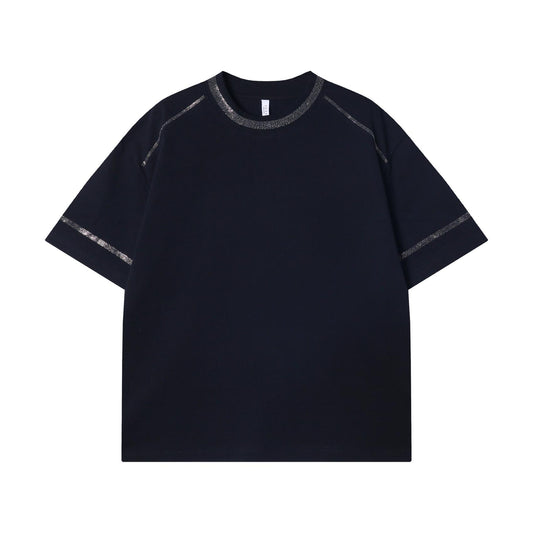 Men's Fashion Personalized Hot Diamond Line Short Sleeve