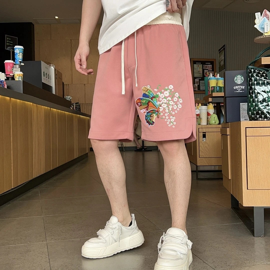 Men's Summer New Butterfly Embroidered Shorts