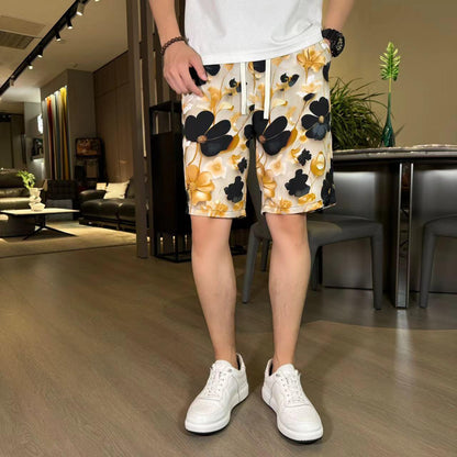 Men's New Ink Tie Dye Floral Ice Silk Breathable Casual Short