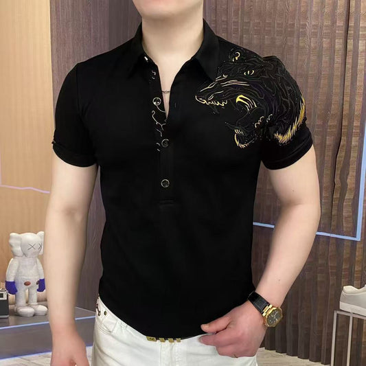 Men's new high-end sequin embroidered T-shirt