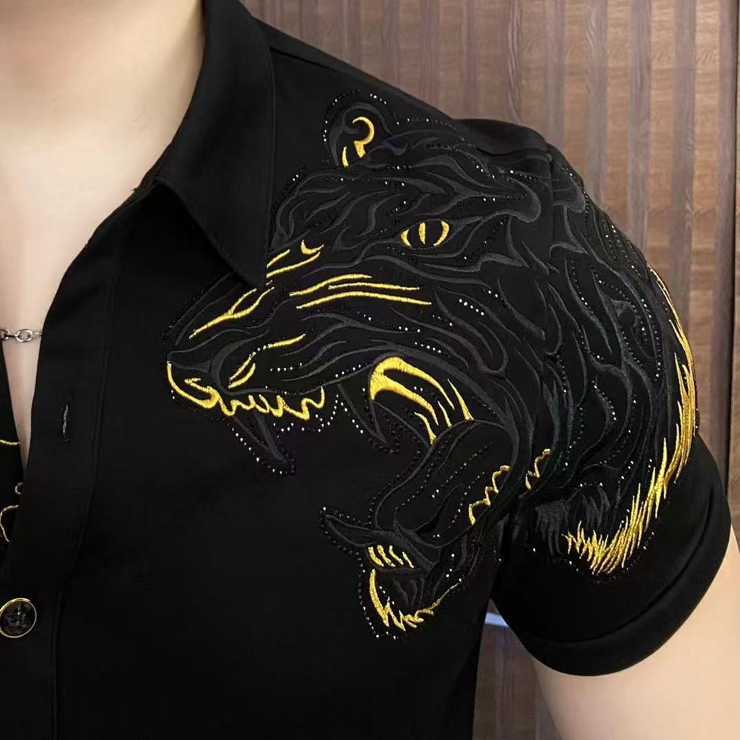 Men's new high-end sequin embroidered T-shirt