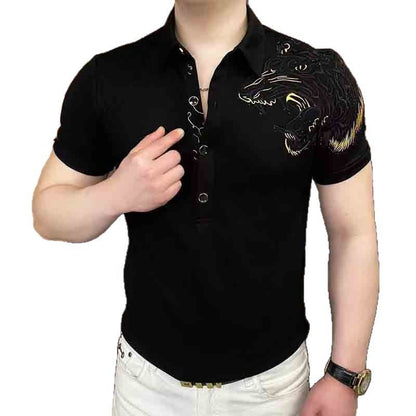 Men's new high-end sequin embroidered T-shirt