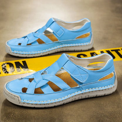 Men's Roman flat bottomed woven soft soled beach shoes