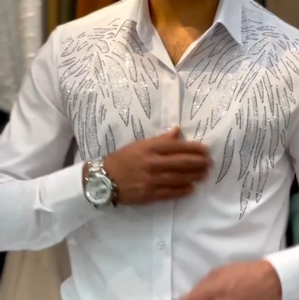 🔥Limited Time Offer 49% OFF🔥Men's New Summer Casual Diamond Inlaid High-end Shirt