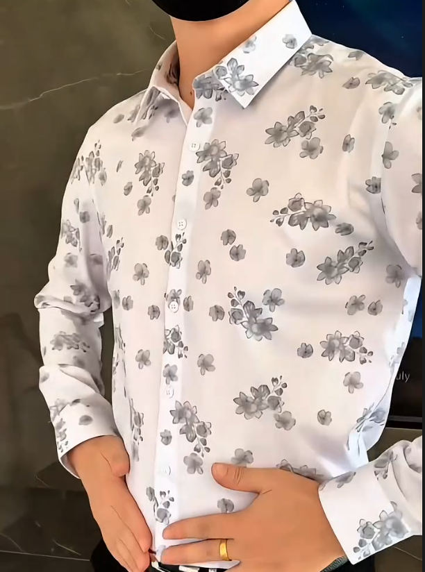 Men's new comfortable and fashionable casual printed shirt