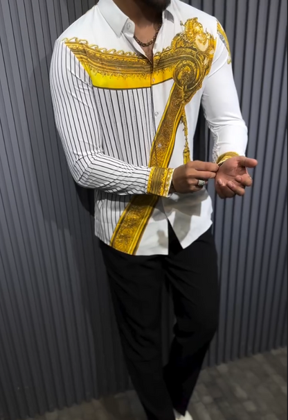 Men's Gold Sparkling Pattern Long Sleeve