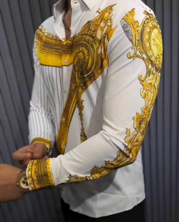 Men's Gold Sparkling Pattern Long Sleeve