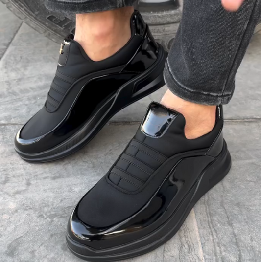Painted Leather Splicing One Foot Casual Shoes