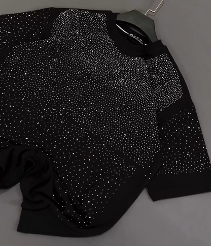 Starry Sky Sparkling Diamond Casual Short Sleeve