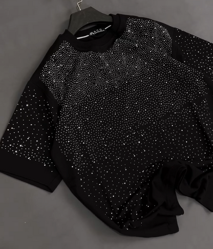 Starry Sky Sparkling Diamond Casual Short Sleeve