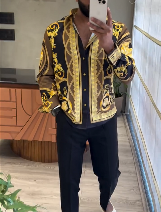 Men's Patterned Luxury Long Sleeved Shirt