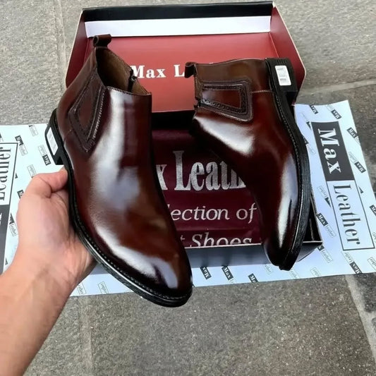 Men's Shiny Leather High Top Chelsea
