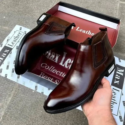 Men's Shiny Leather High Top Chelsea