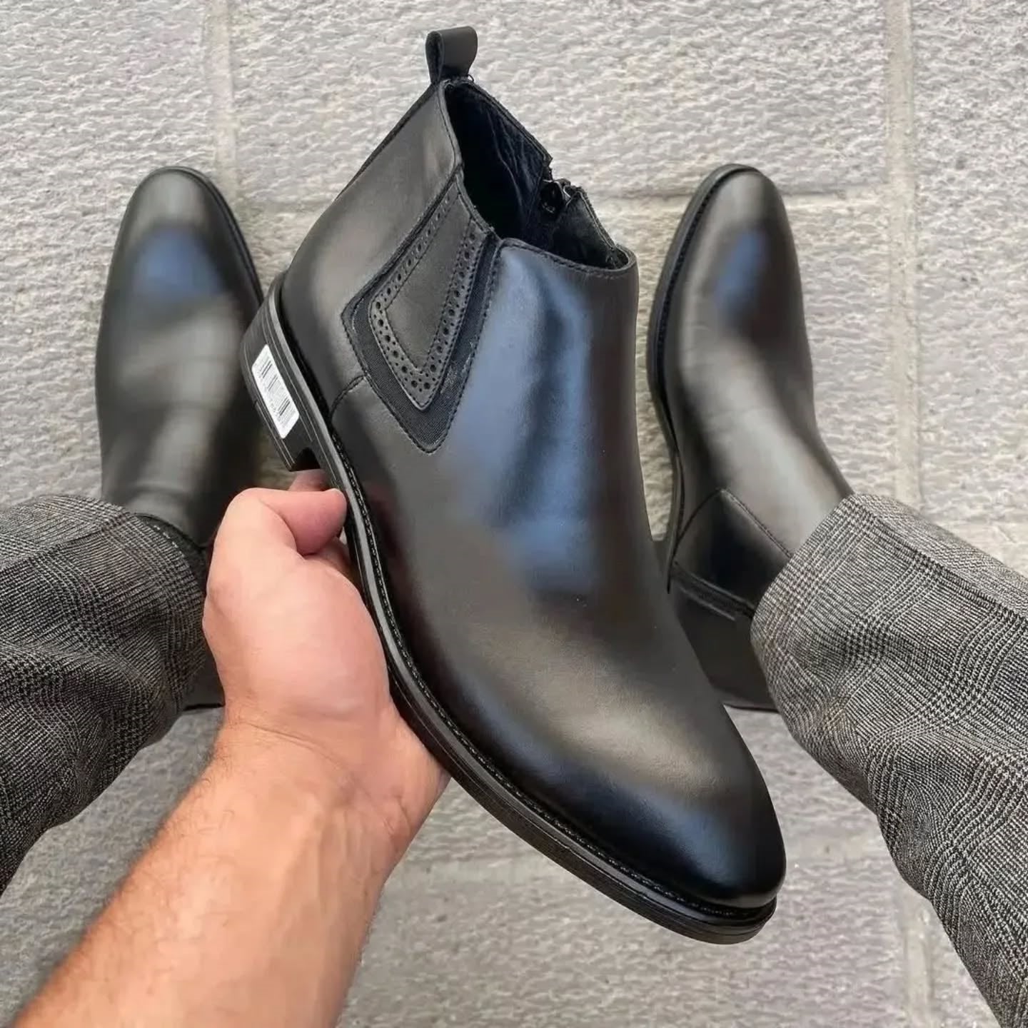 Men's Shiny Leather High Top Chelsea