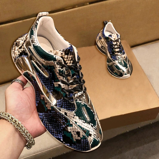 Men's Snake Patterned Leather Casual Shoes