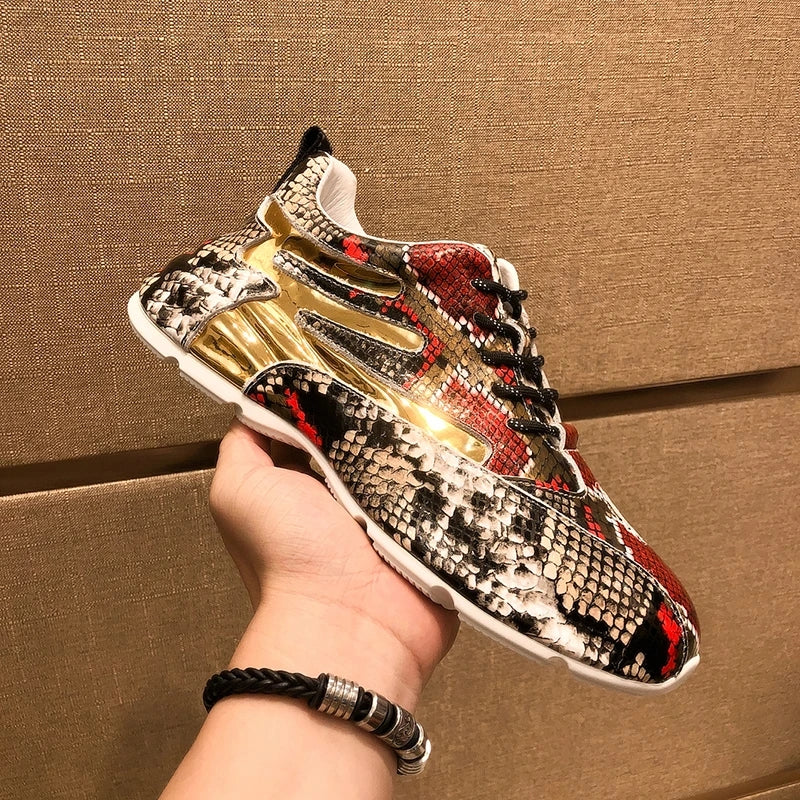 Men's Snake Patterned Leather Casual Shoes