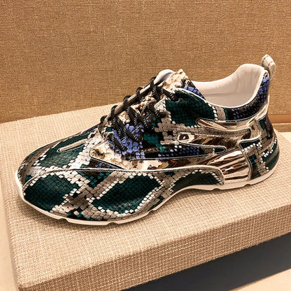 Men's Snake Patterned Leather Casual Shoes