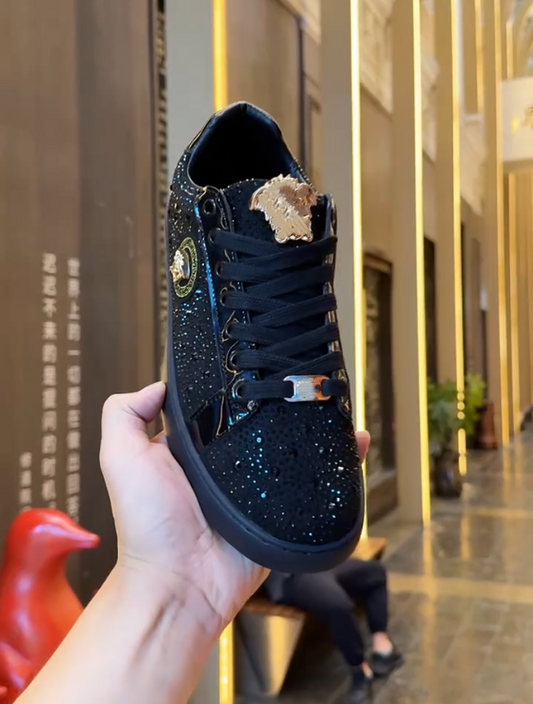 Men's Flash Diamond Low Cut Head Sculpture Casual Shoes