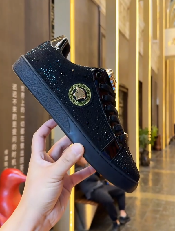 Men's Flash Diamond Low Cut Head Sculpture Casual Shoes