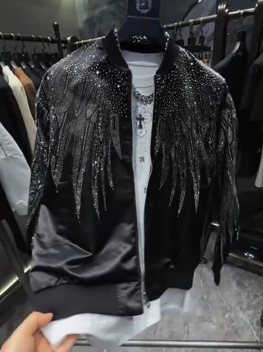 Men's Silver Wing Sparkling Diamond Baseball Jersey