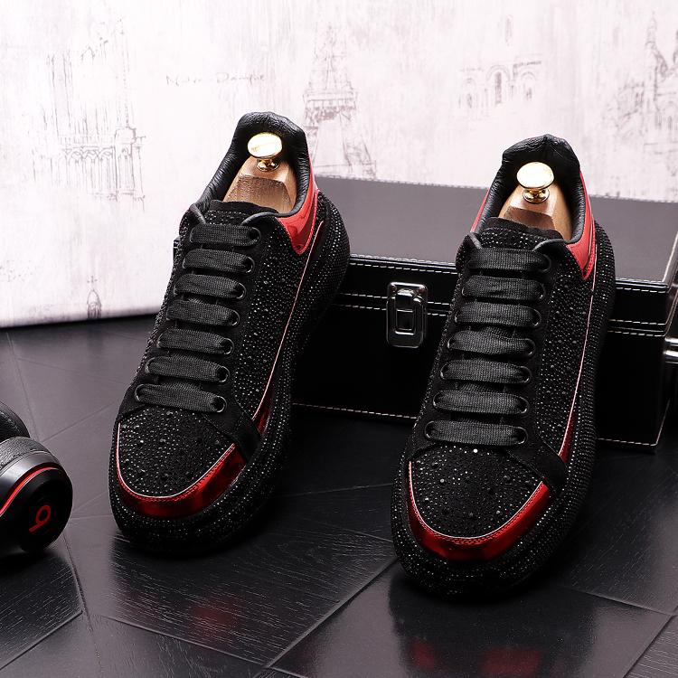 Men's Diamond Studded Bright Edged Thick Soled Casual Shoes