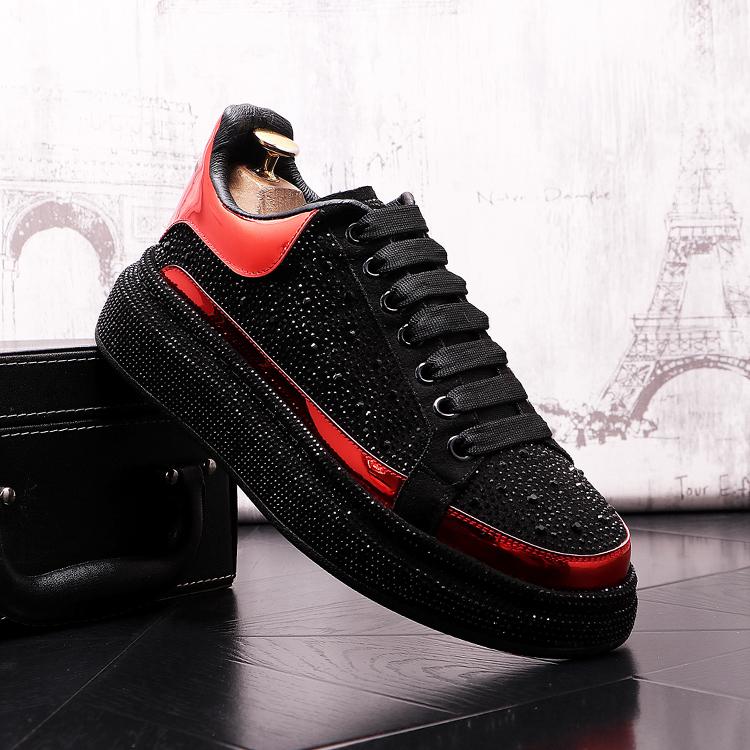 Men's Diamond Studded Bright Edged Thick Soled Casual Shoes