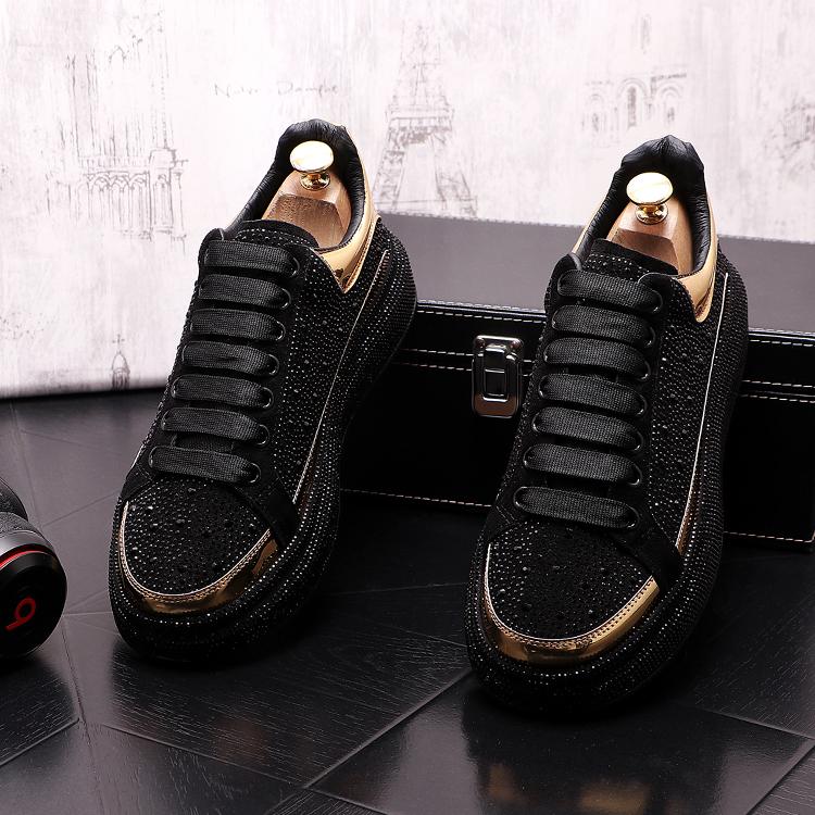 Men's Diamond Studded Bright Edged Thick Soled Casual Shoes