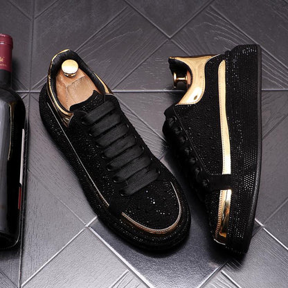 Men's Diamond Studded Bright Edged Thick Soled Casual Shoes