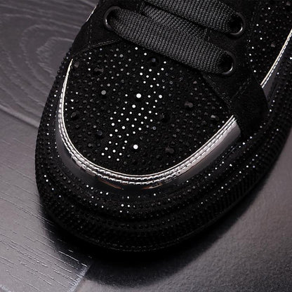 Men's Diamond Studded Bright Edged Thick Soled Casual Shoes